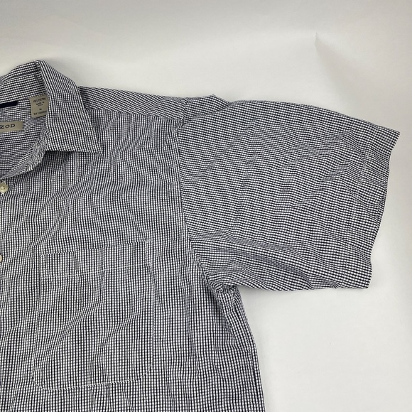 Izod Button Up Shirt Mens Medium Black White Plaid - Picture 5 of 8